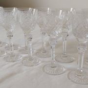 Set of 12 stemmed cut crystal liqueur glasses