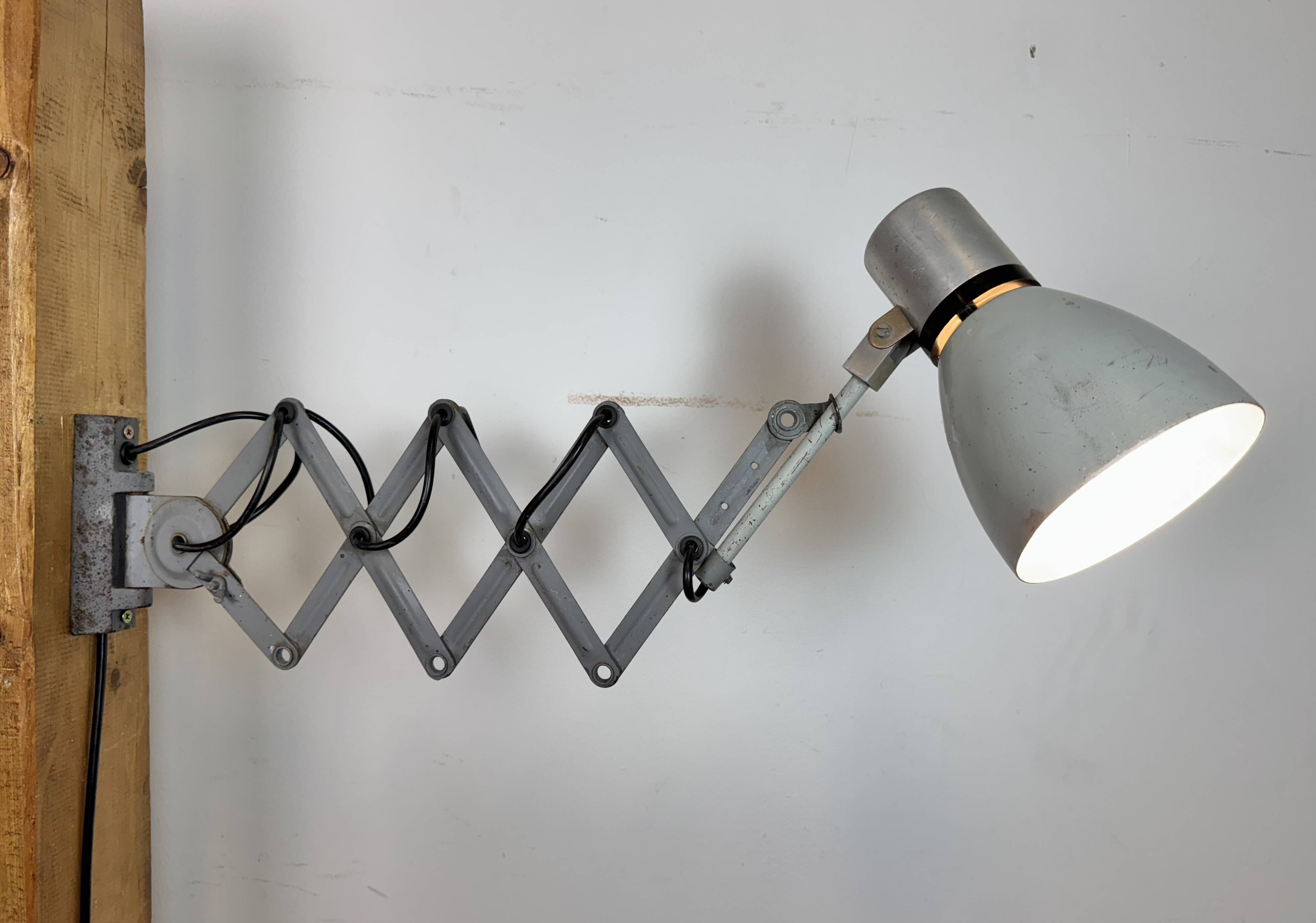 Industrial Grey Scissor Wall Lamp, 1960s