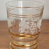 Glass carafe set with gilding and marbling, with 6 associated glasses