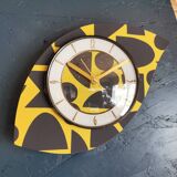 Vintage silent wall clock pendulum 60s "Anthracite yellow"