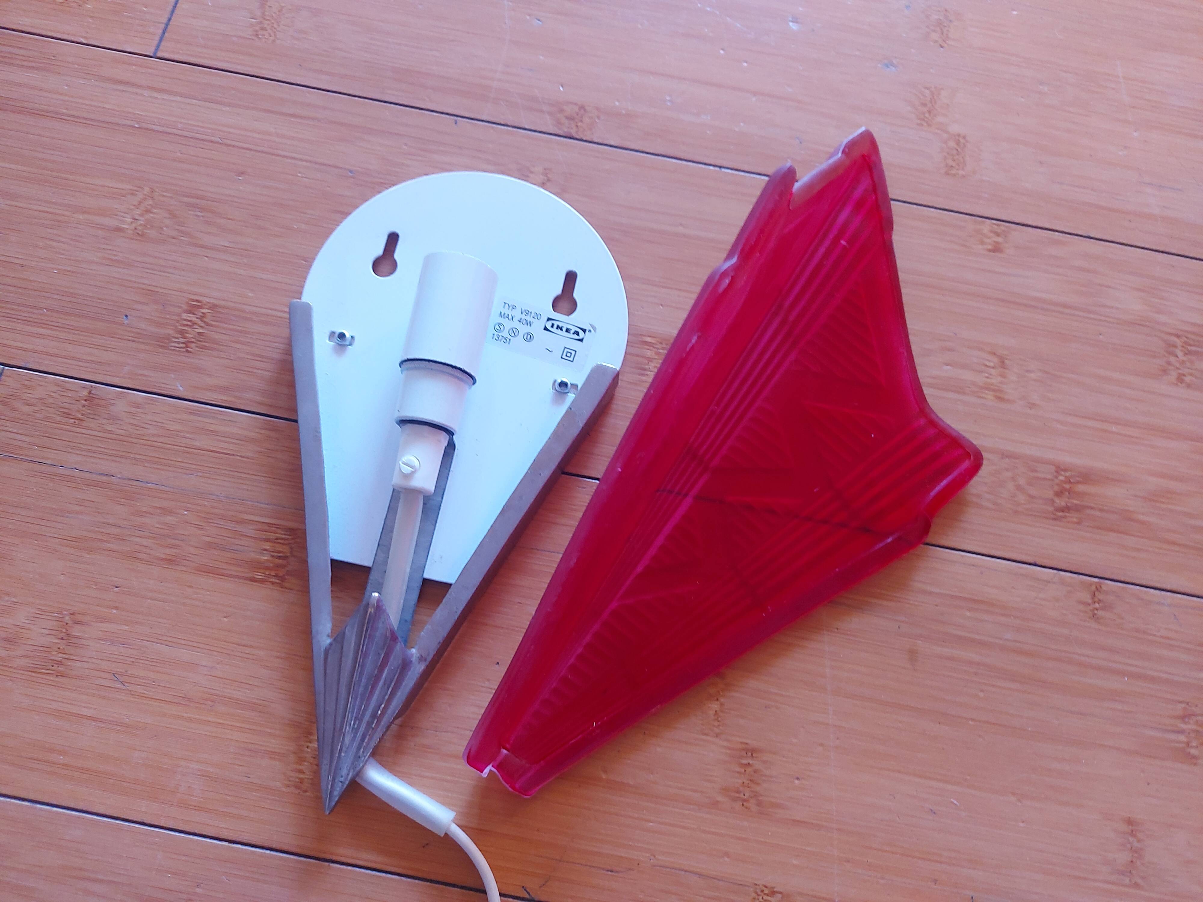 Vintage Ikea wall lamp in tyoe art deco glass