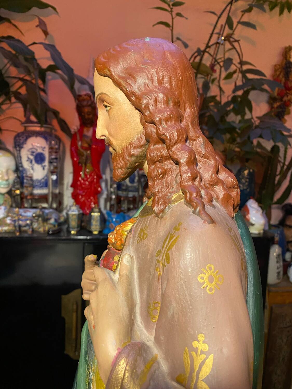 Large polychrome plaster statue of Jesus Christ