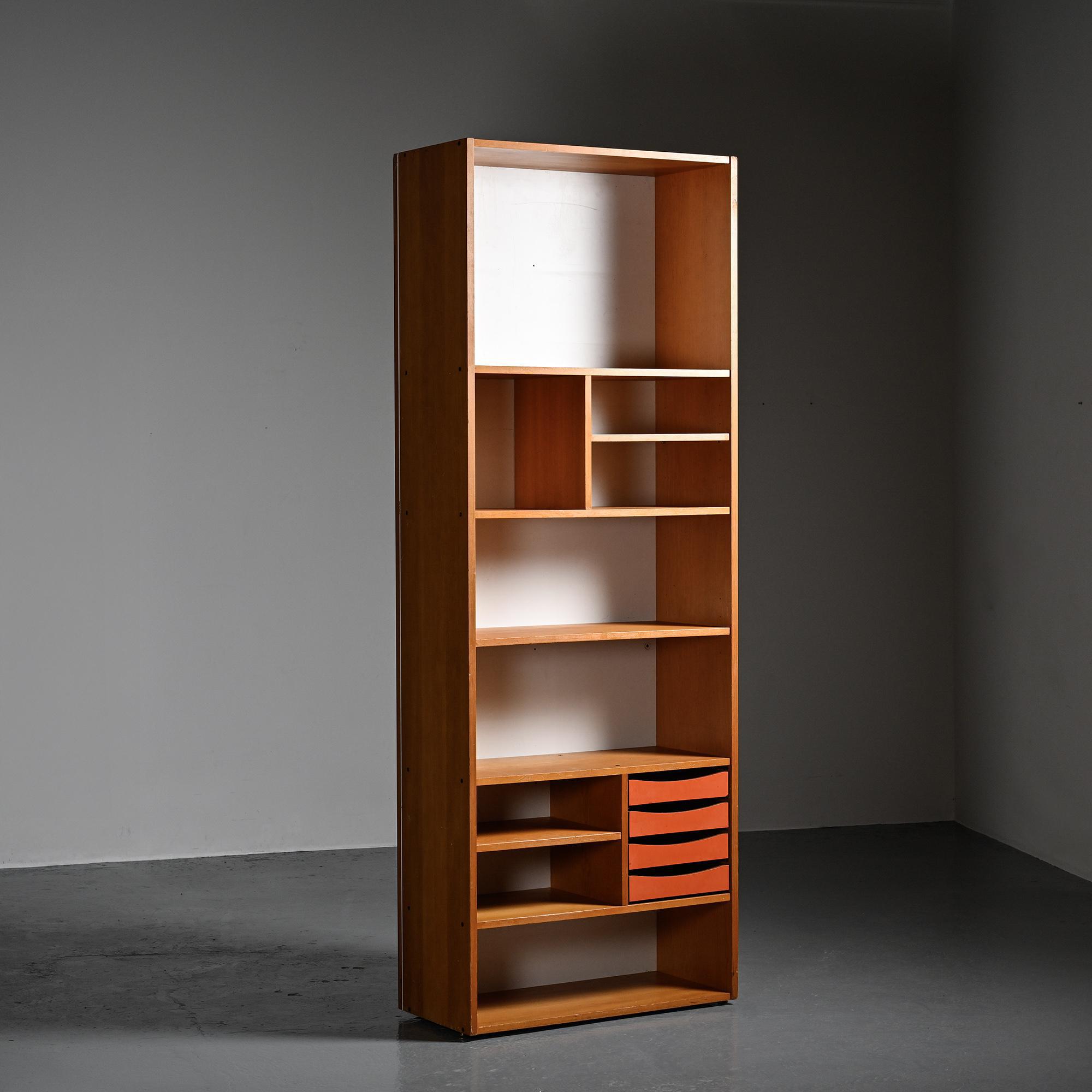 Wooden library by Pierre Guariche for Negroni, La Plagne, 1960s