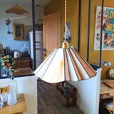 Fan hanging lamp in art deco glass paste year 40/50