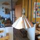 Fan hanging lamp in art deco glass paste year 40/50