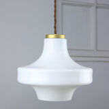 Mid-century white & brass pendant lamp