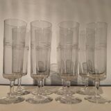 Set of 8 flutes in chiseled crystal 50s