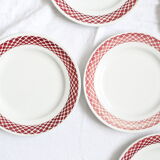 Set of 9 flat plates, geometric patterns, vintage