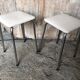 Pair of chromed metal stool + skai seat 1970s vintage