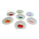 7 assiettes à dessert vintage