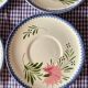 6 vintage Charolles dessert plates with hand-painted floral decor