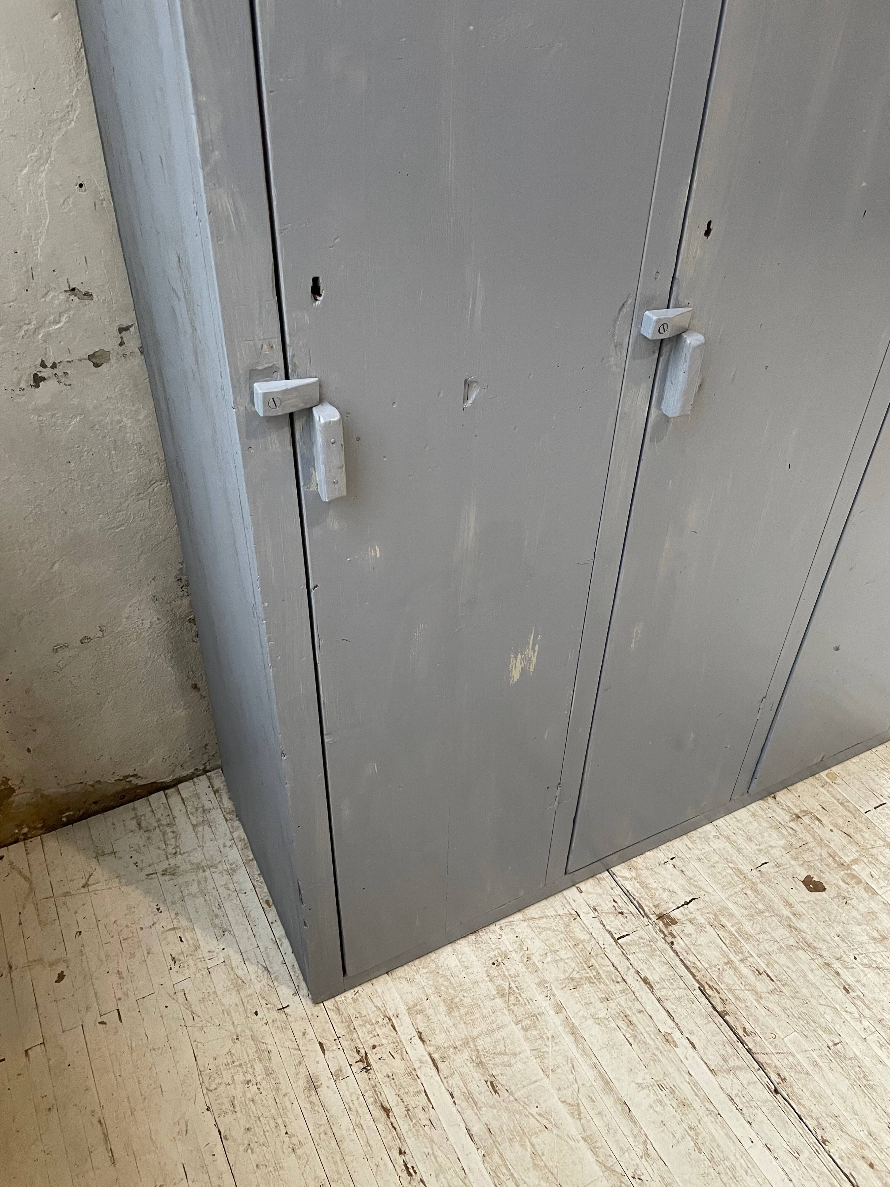 Blue patinated workshop furniture locker room