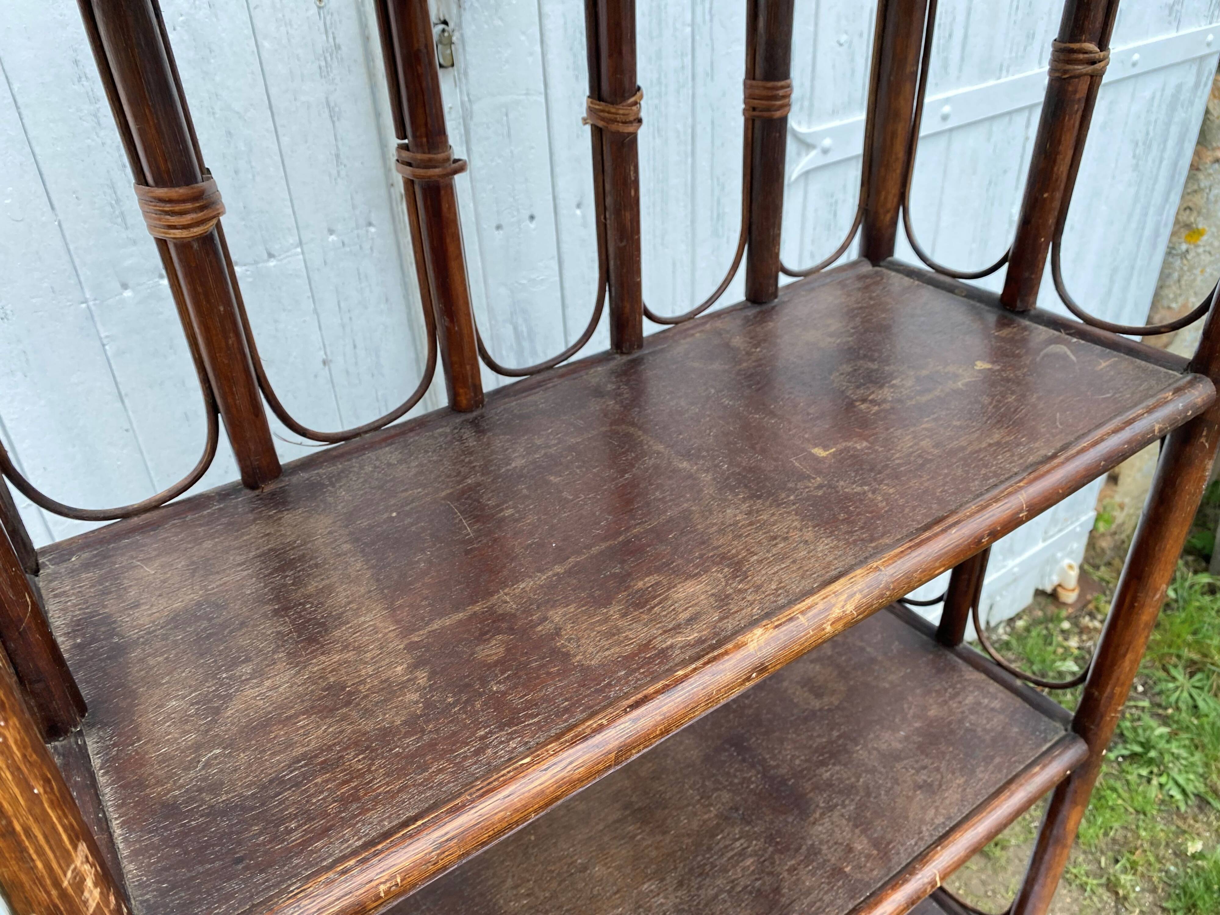 Vintage rattan bookcase shelf from the 70s