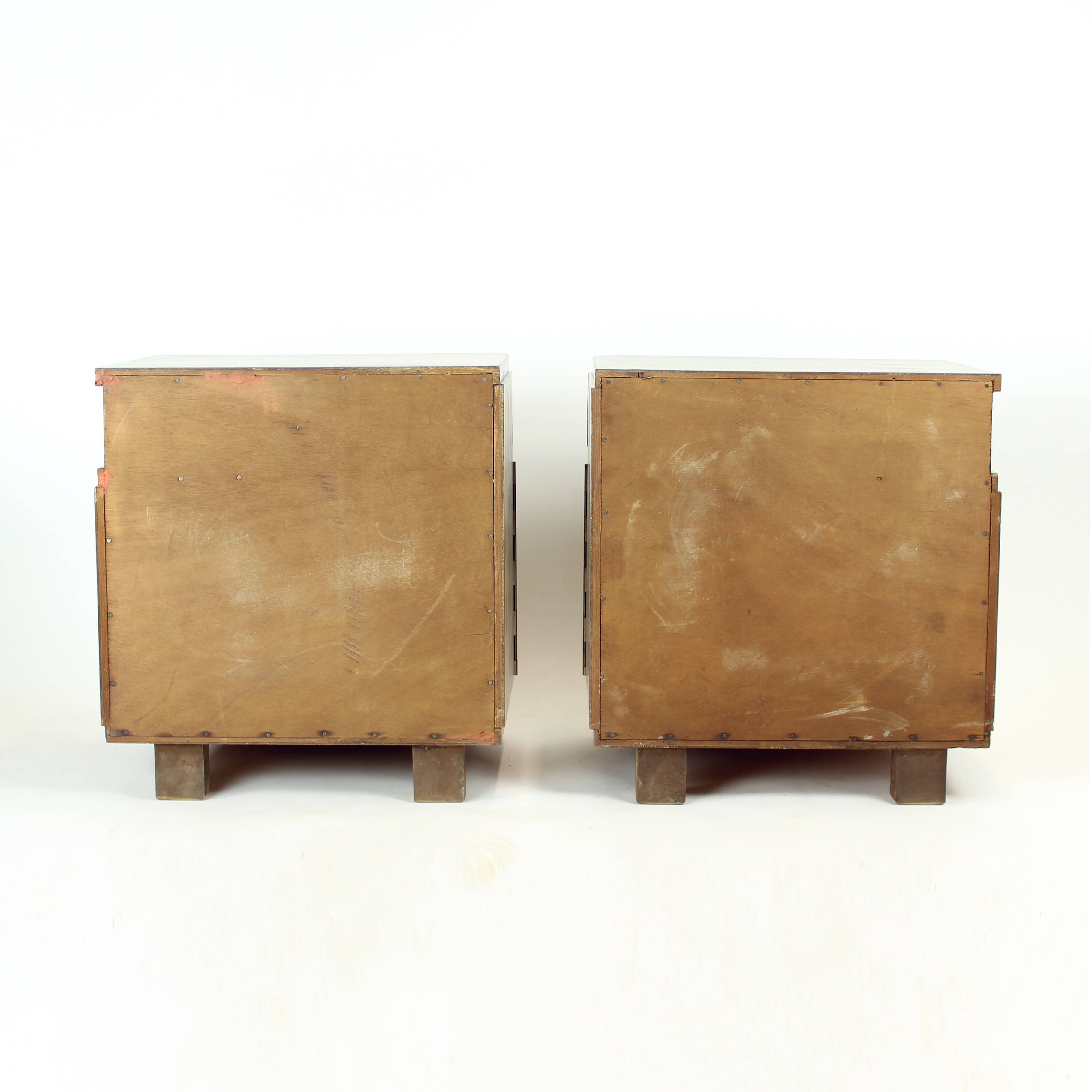 Pair Of Art Deco Bedside Tables In Walnut, Czechoslovakia 1930s