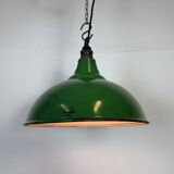 Industrial British Green Enamel Factory Pendant Lamp from Maxlume, 1960s