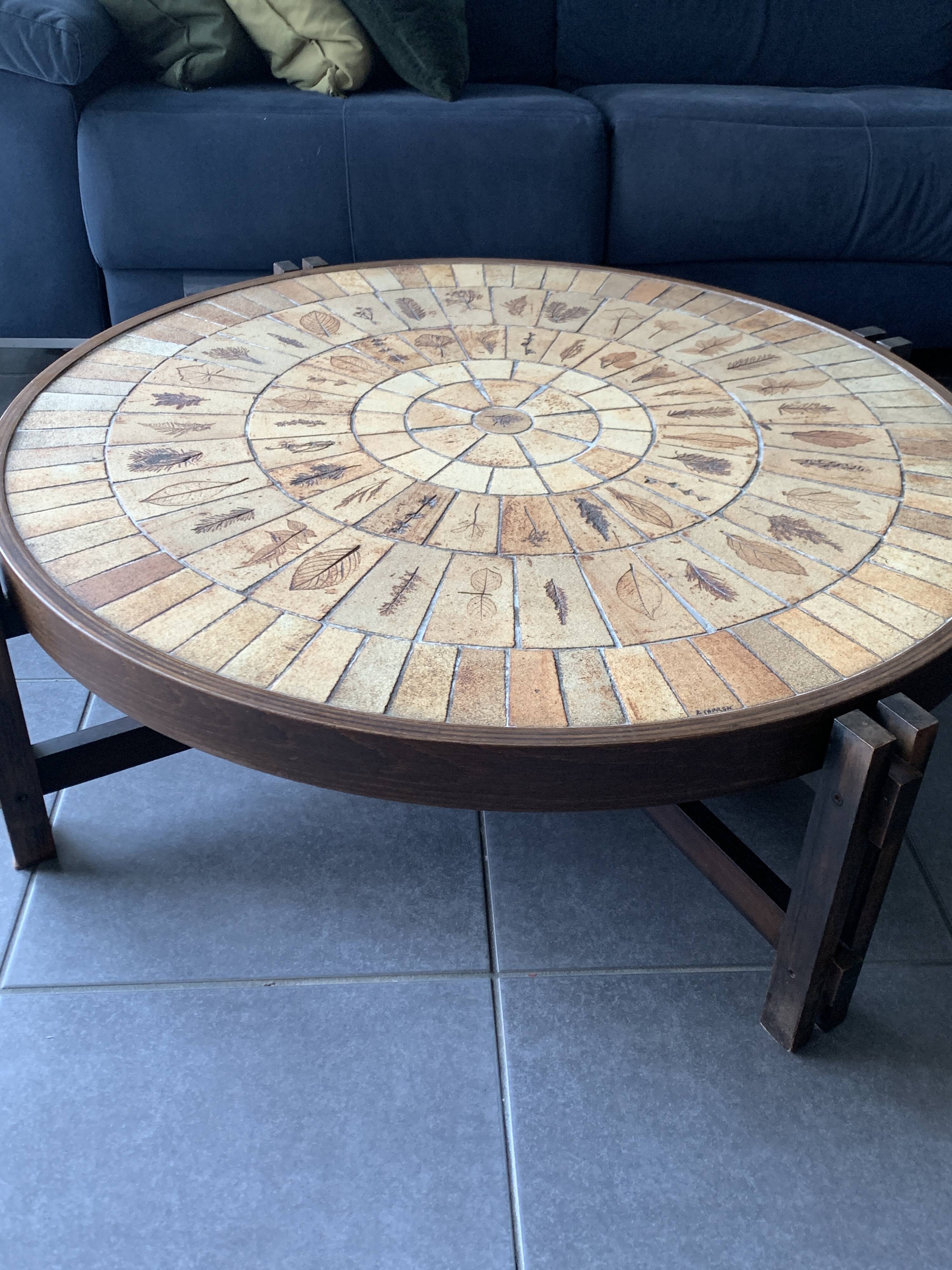 Large Herbier model coffee table in ceramic signed Roger Capron, 1960