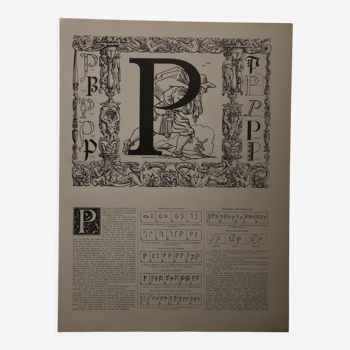 Original lithograph on the letter P