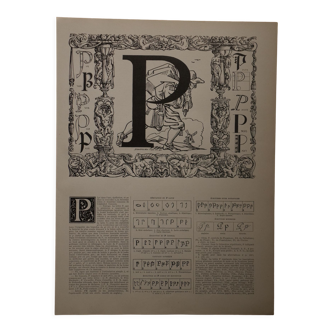 Lithographie originale sur la lettre P