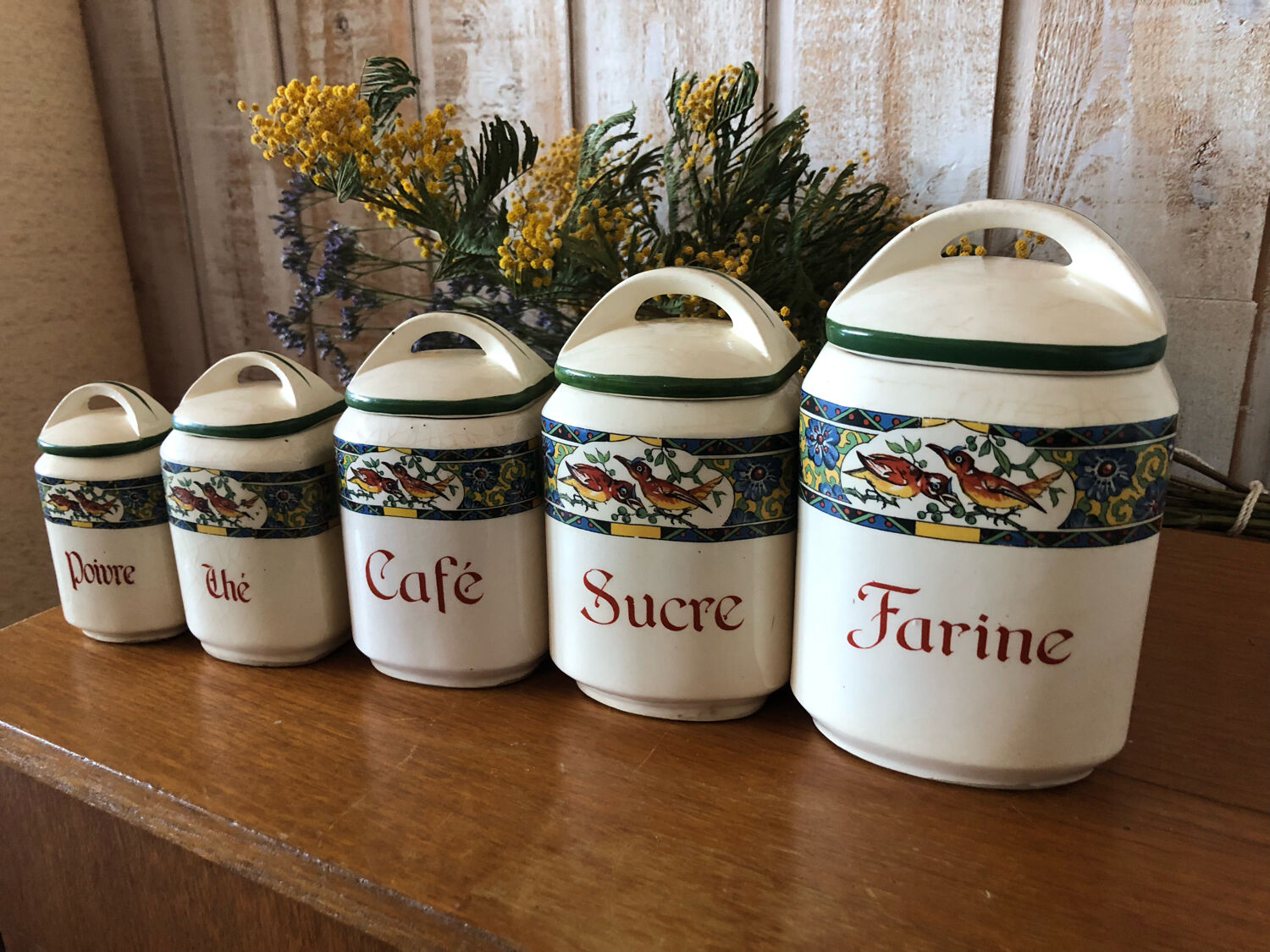 5 Louis Gueule earthenware pots