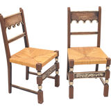 Set de 8 chaises paillées art déco 1940