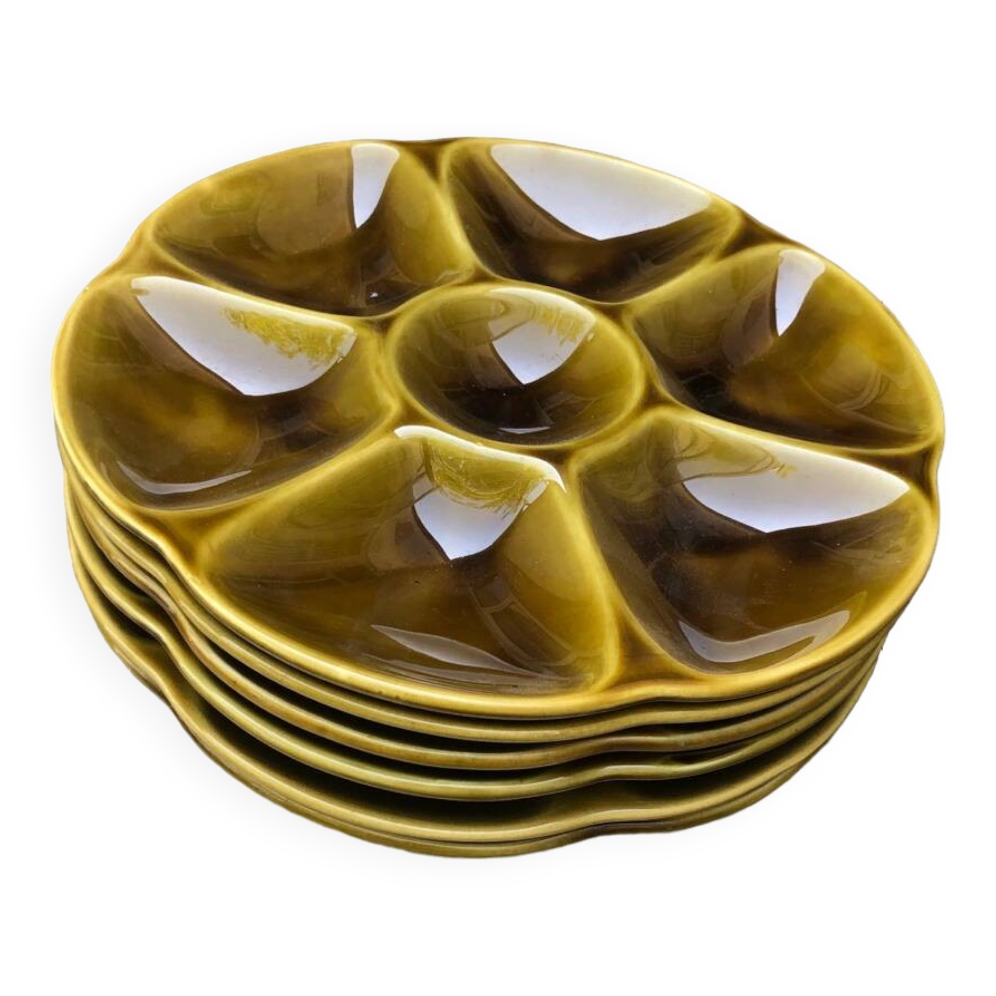 Set of 6 Gien oyster plates