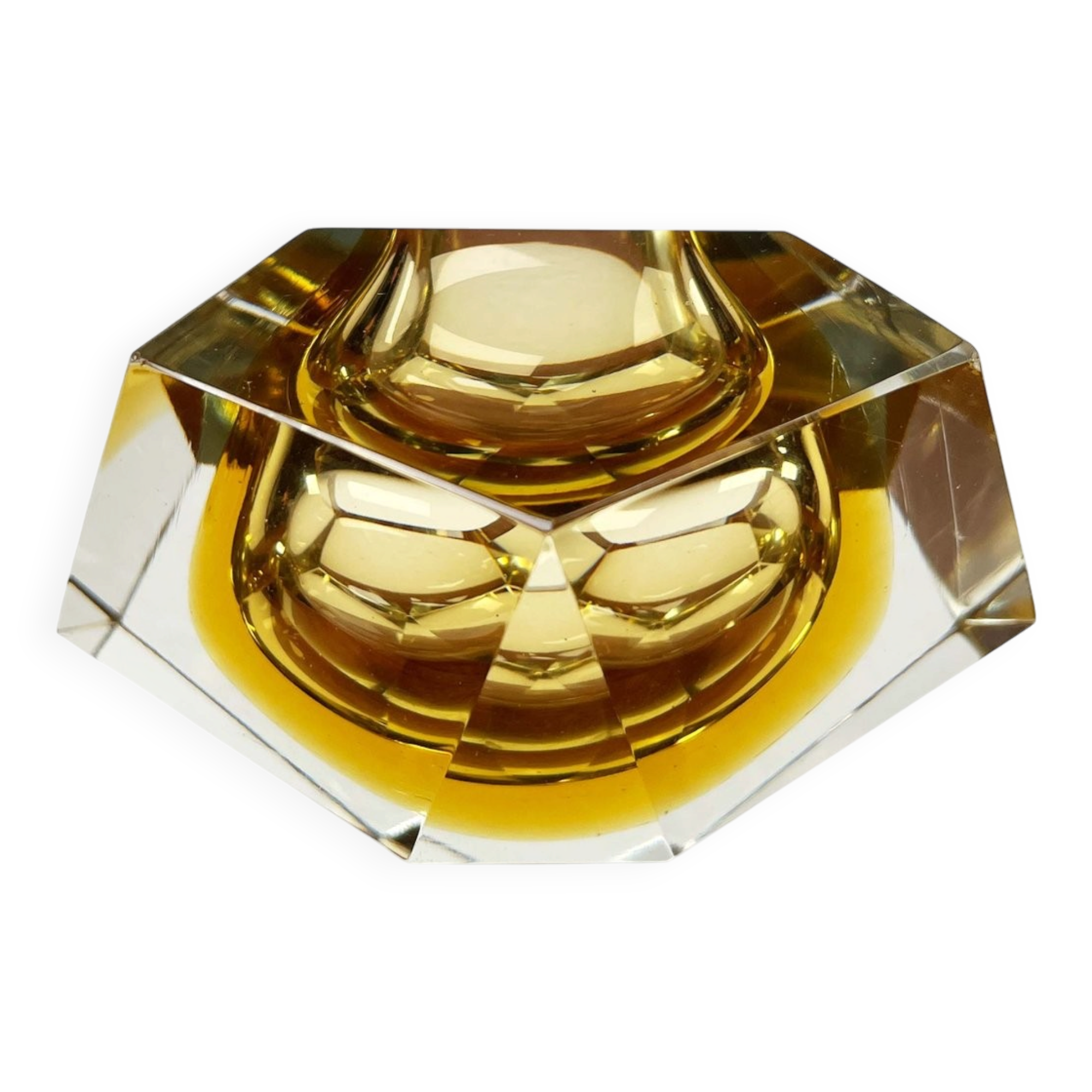 Vintage Italian Sommerso yellow glass bowl, Murano, 1970s.