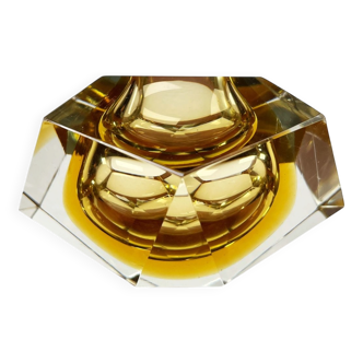 Vintage Italian Sommerso yellow glass bowl, Murano, 1970s.