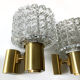 Pair of brass sconces and diamond glass 1960