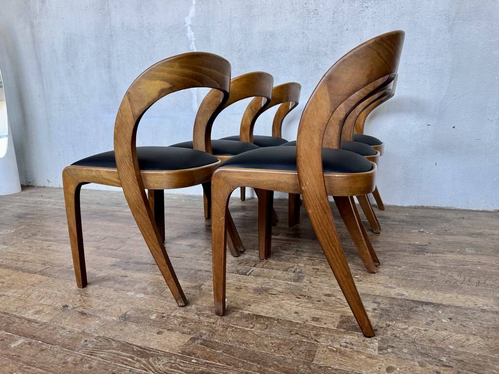 Set of 6 Baumann Gondola bistro chairs in curved wood