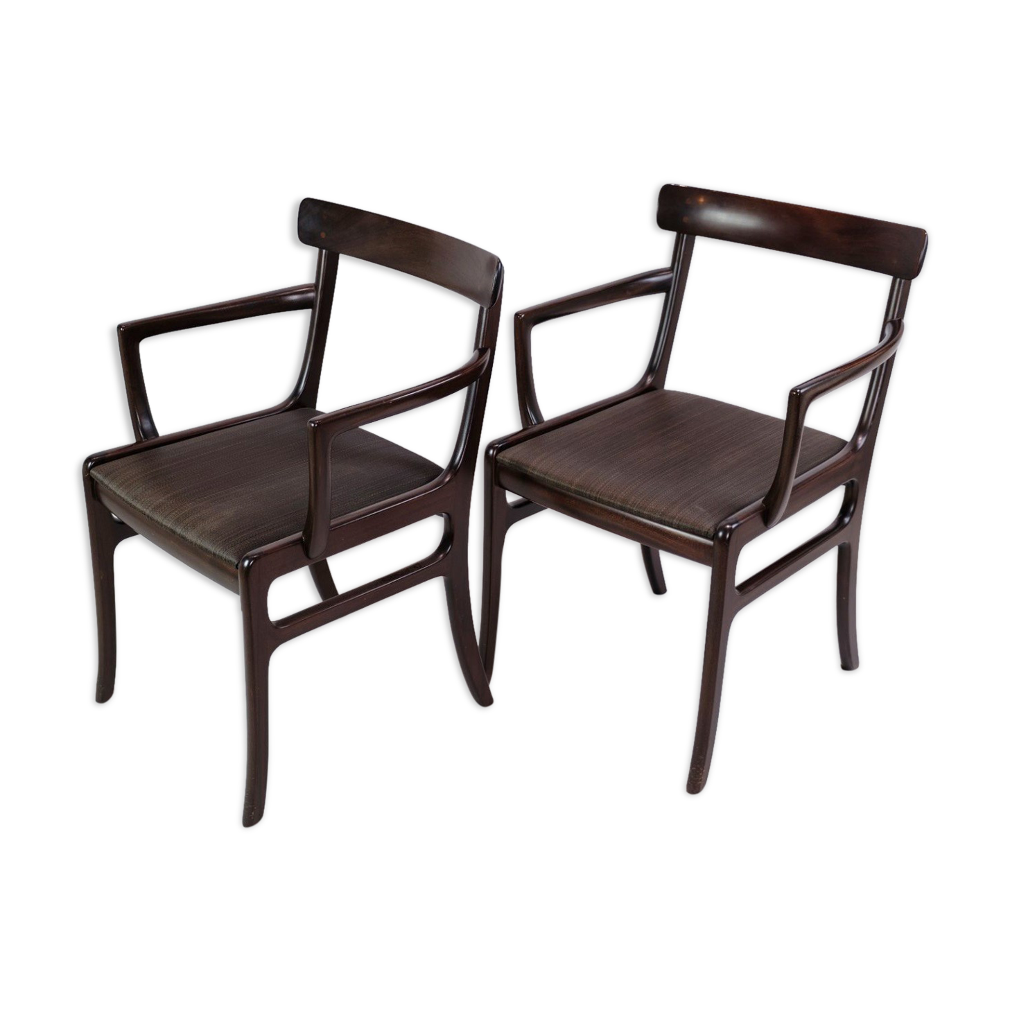 Set of Two Mahogany Rungstedlund Armchairs by Ole Wancher