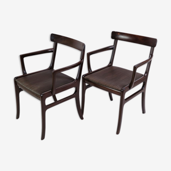 Set of Two Mahogany Rungstedlund Armchairs by Ole Wancher