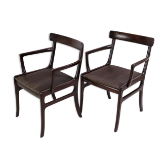 Set of Two Mahogany Rungstedlund Armchairs by Ole Wancher