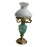 vintage turquoise opaline table lamp electrified brass adorned