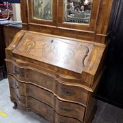 Venetian style Louis XV scriban secretary in marquetry walnut.