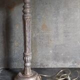 Foot of lamp turned wood carved patina old nineteenth