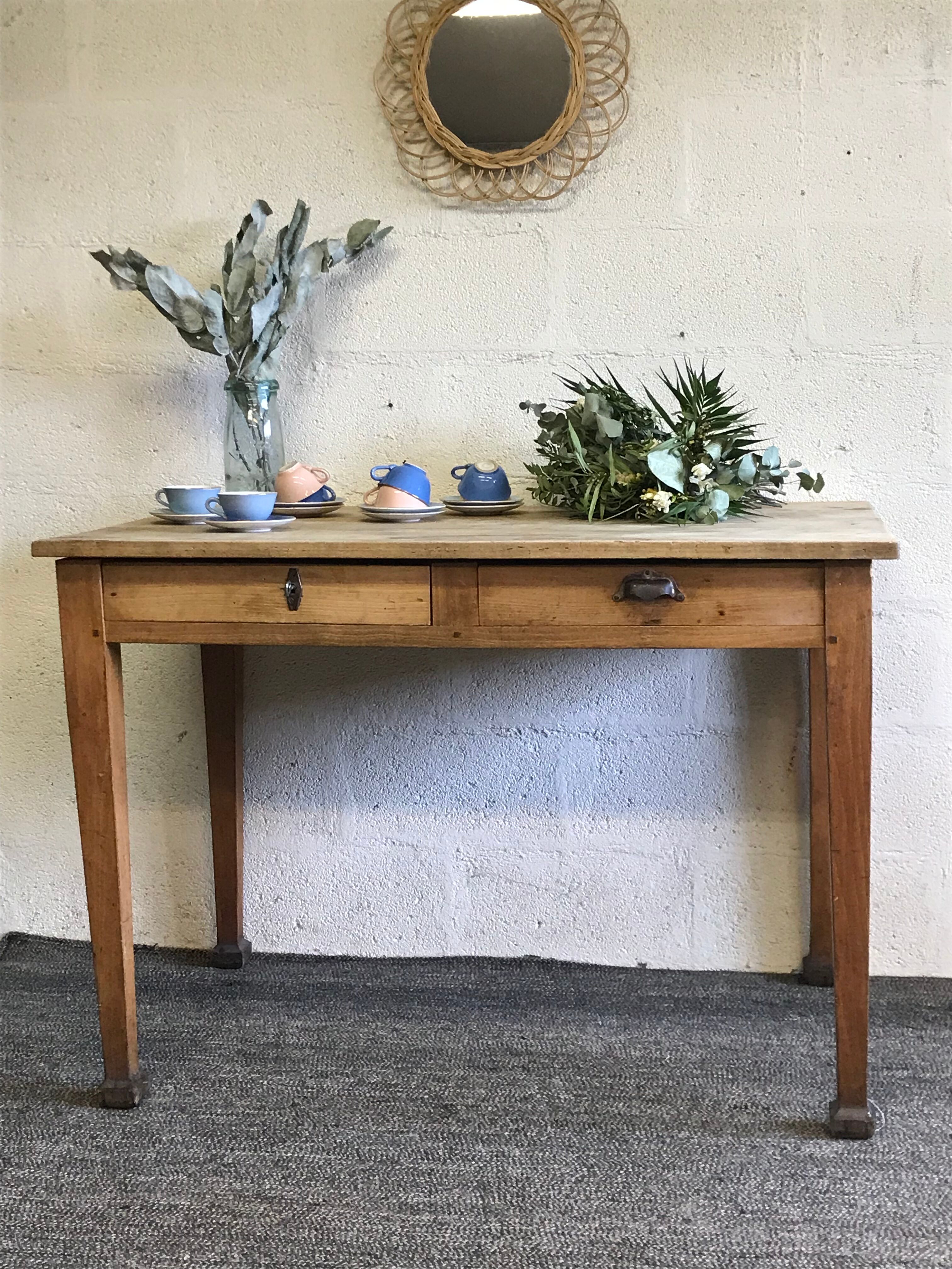Old farm in light oak table