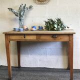 Old farm in light oak table