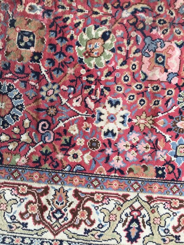 Old french carpet knotted 253 x 353 cm