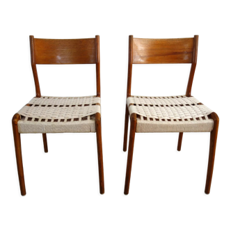 Pair of vintage Havana chairs by Consorzio Sedie Friuli, Italy 1960