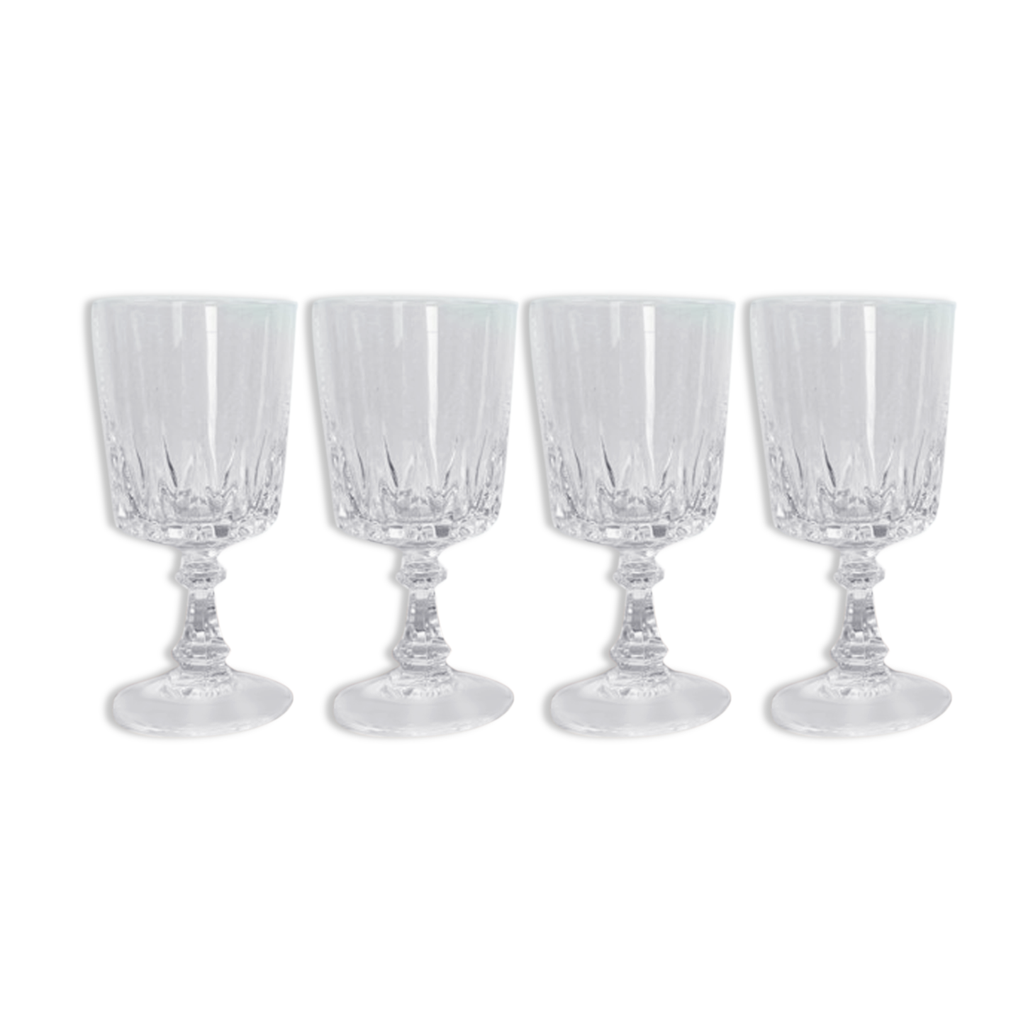 Set of 4 Crystal Water Glasses of Arques model Louvre