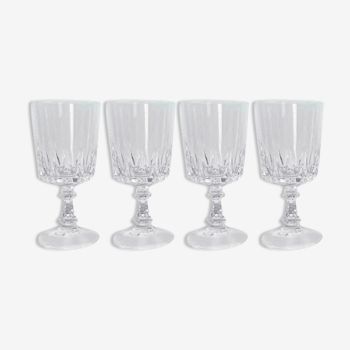 Set of 4 Crystal Water Glasses of Arques model Louvre