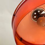 Space age pendant lamp in orange plexiglass and chromed metal