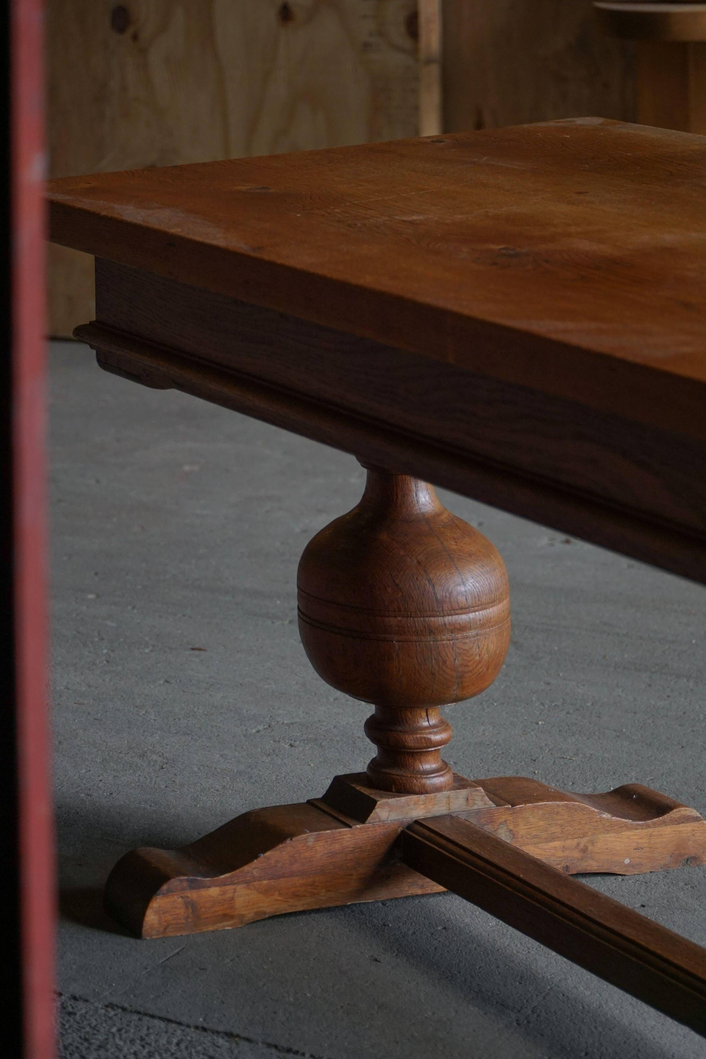 Baroque writing desk from the 1920s in solid oak, by a Danish cabinetmaker.