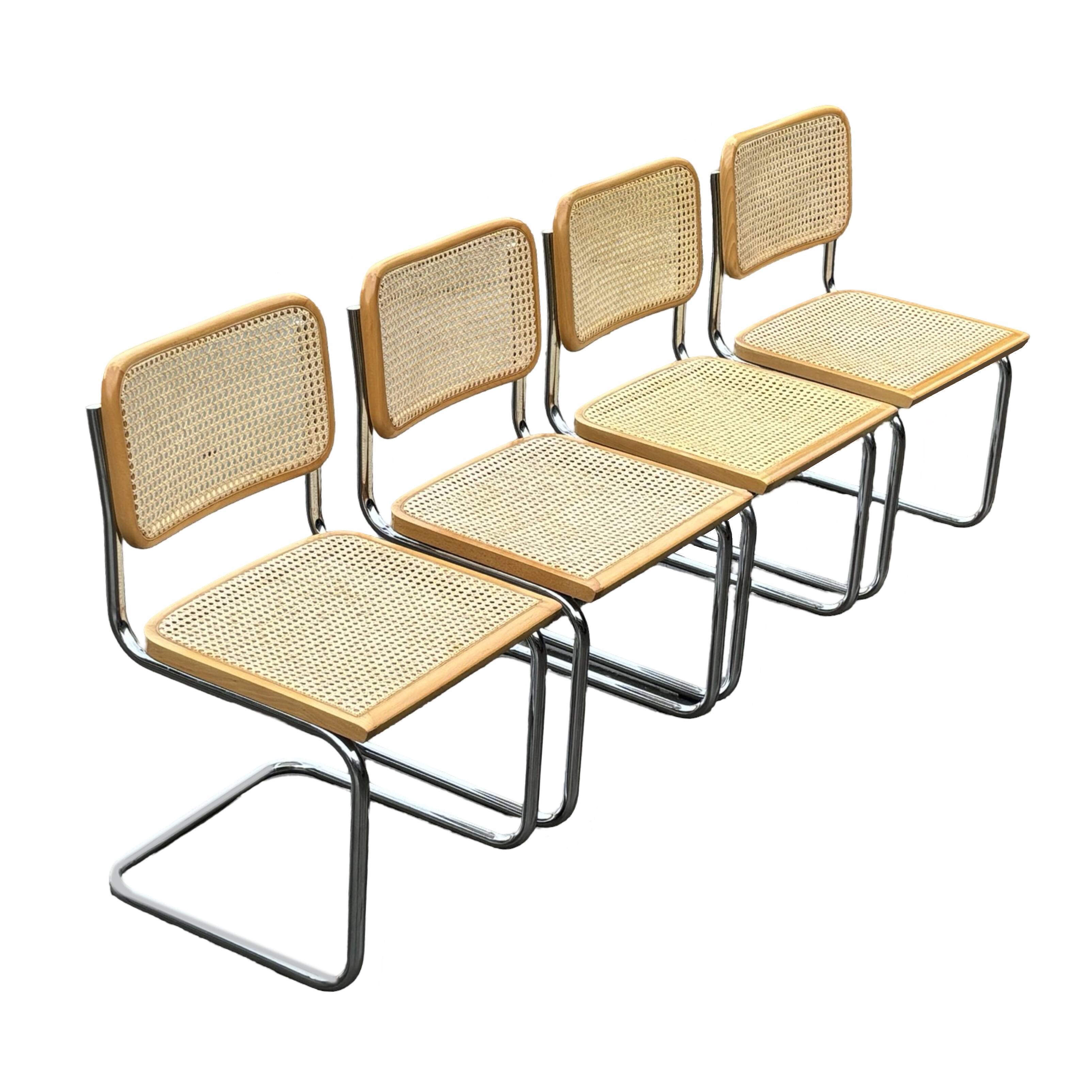 Set of 4 chairs Cesca B32 designed by Marcel Breuer design made in Italy
