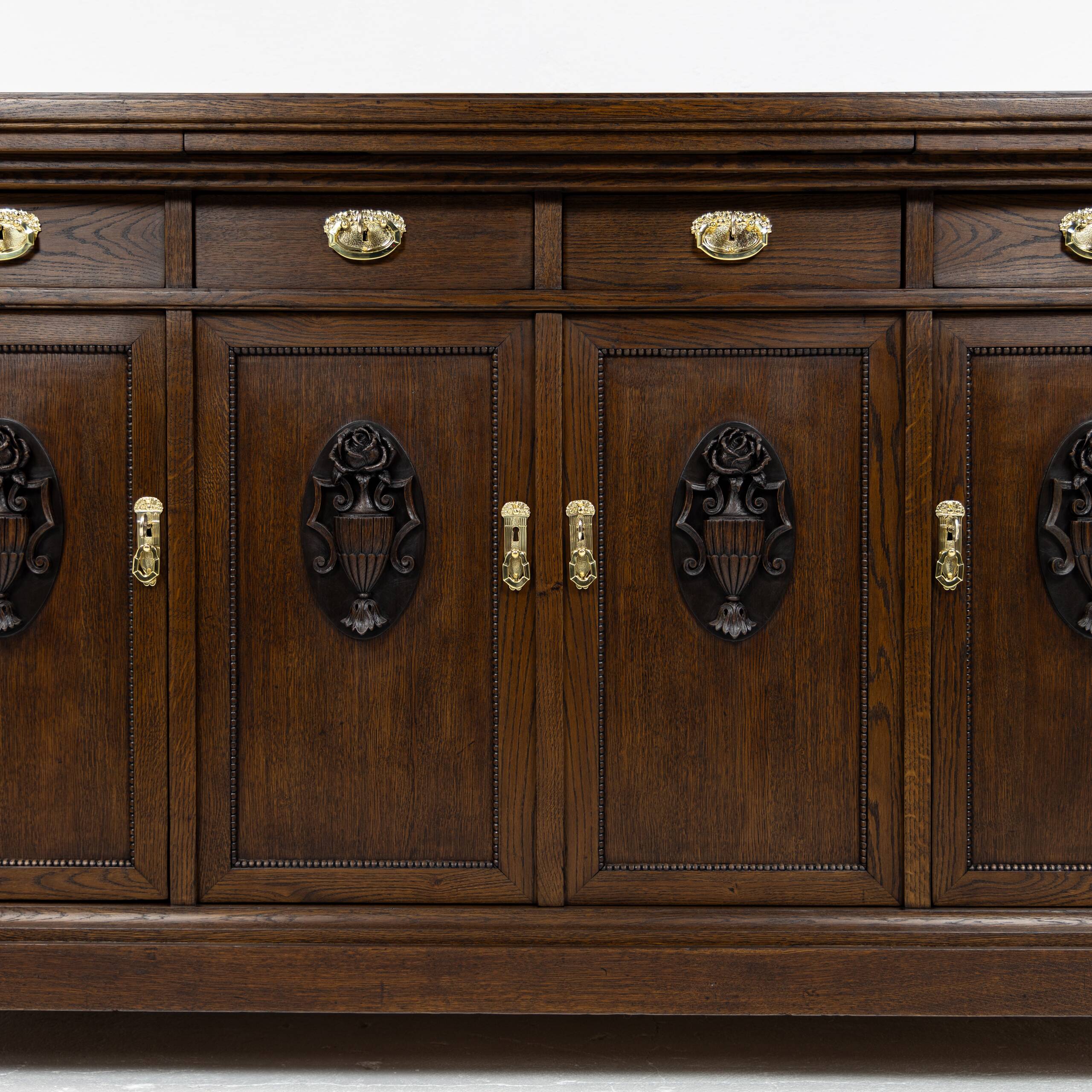 Large buffet with 4 doors in oak and mahogany - early 20th century