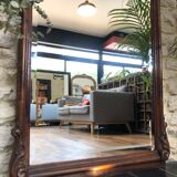 Louis-Philippe wooden mirror, pediment, beveled ice 150x86cm