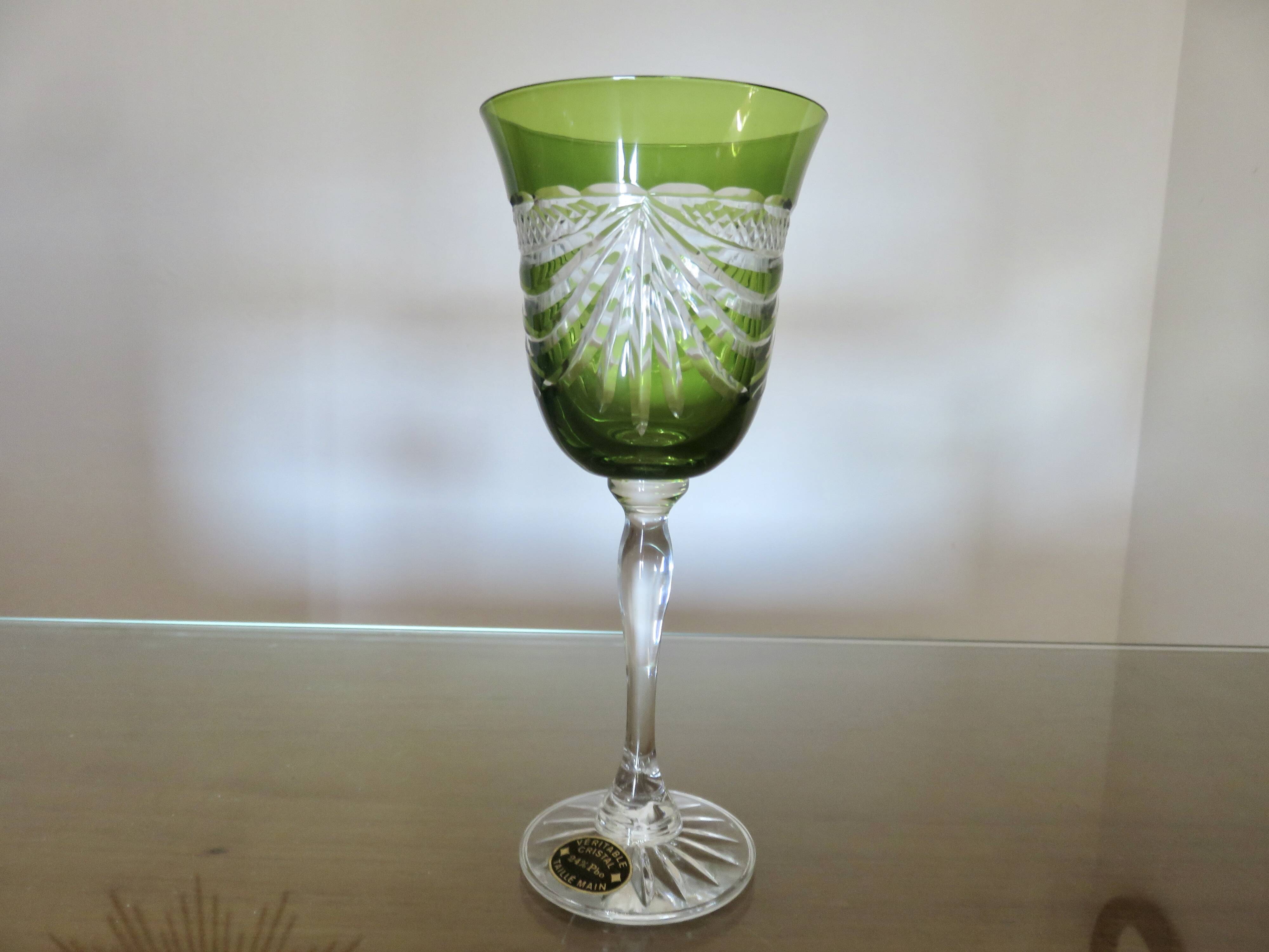 Service cristal couleur "Cristalleries de Lorraine" carafe et 5 verres
