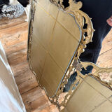 Triptyque Miroir Baroque/Rococo en laiton Doré, vers 1950 -M