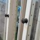 Pair of 2 old small solid wood display cabinets
