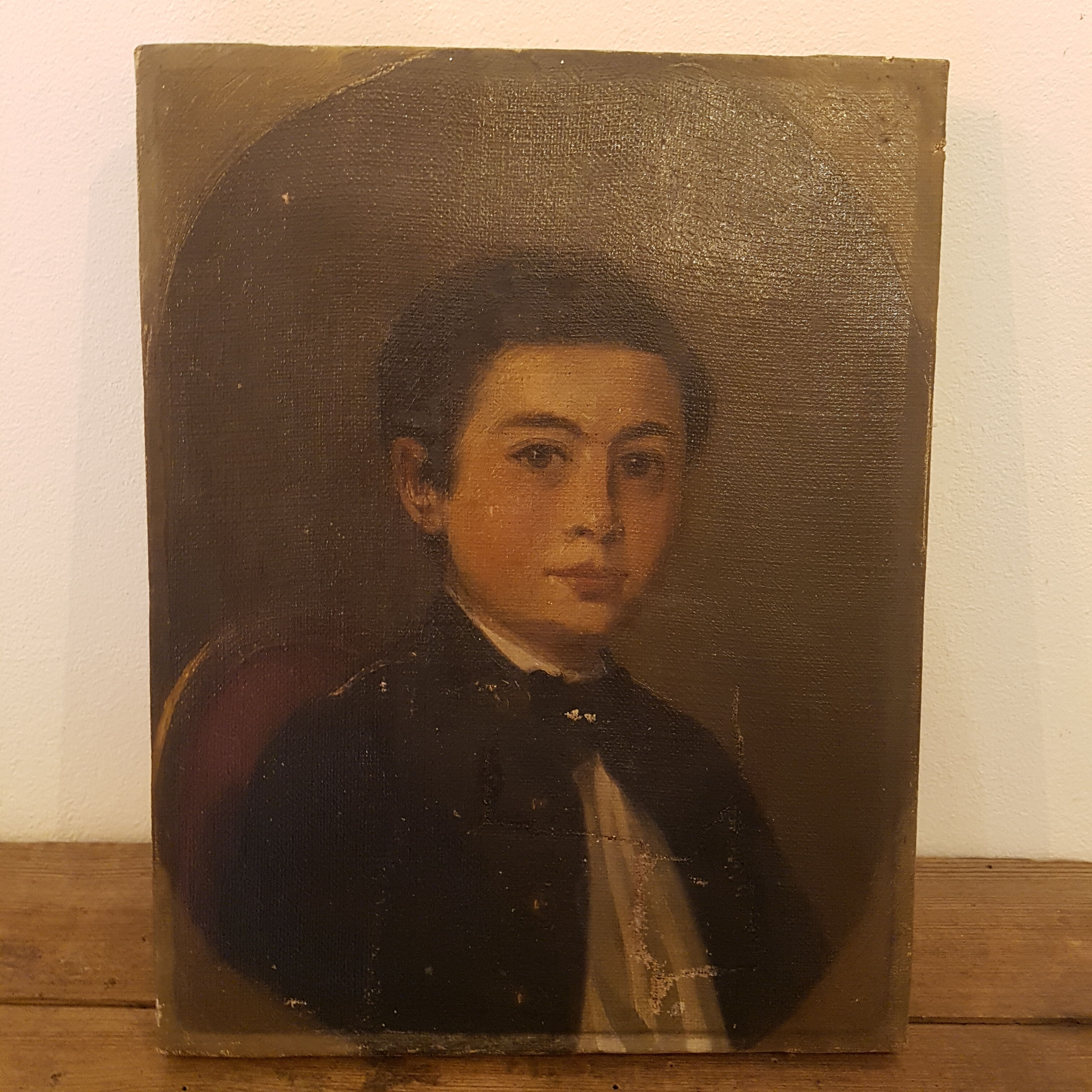 Children's portrait on canvas 19th